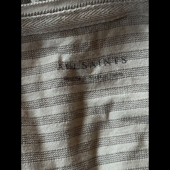 AllSaints T Shirt Medium Mens Green Striped Slamer Short Sleeve Crewneck Tee - Picture 6 of 9